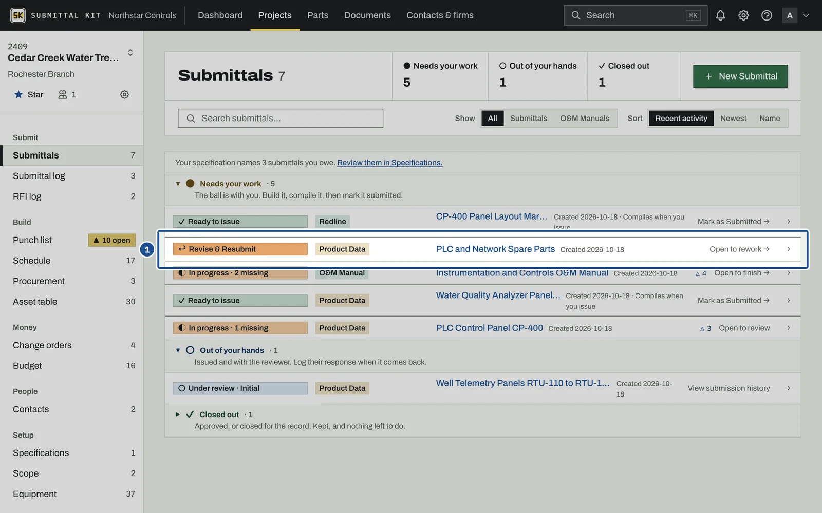 Comment Response Log, step 1: the screen with the control outlined