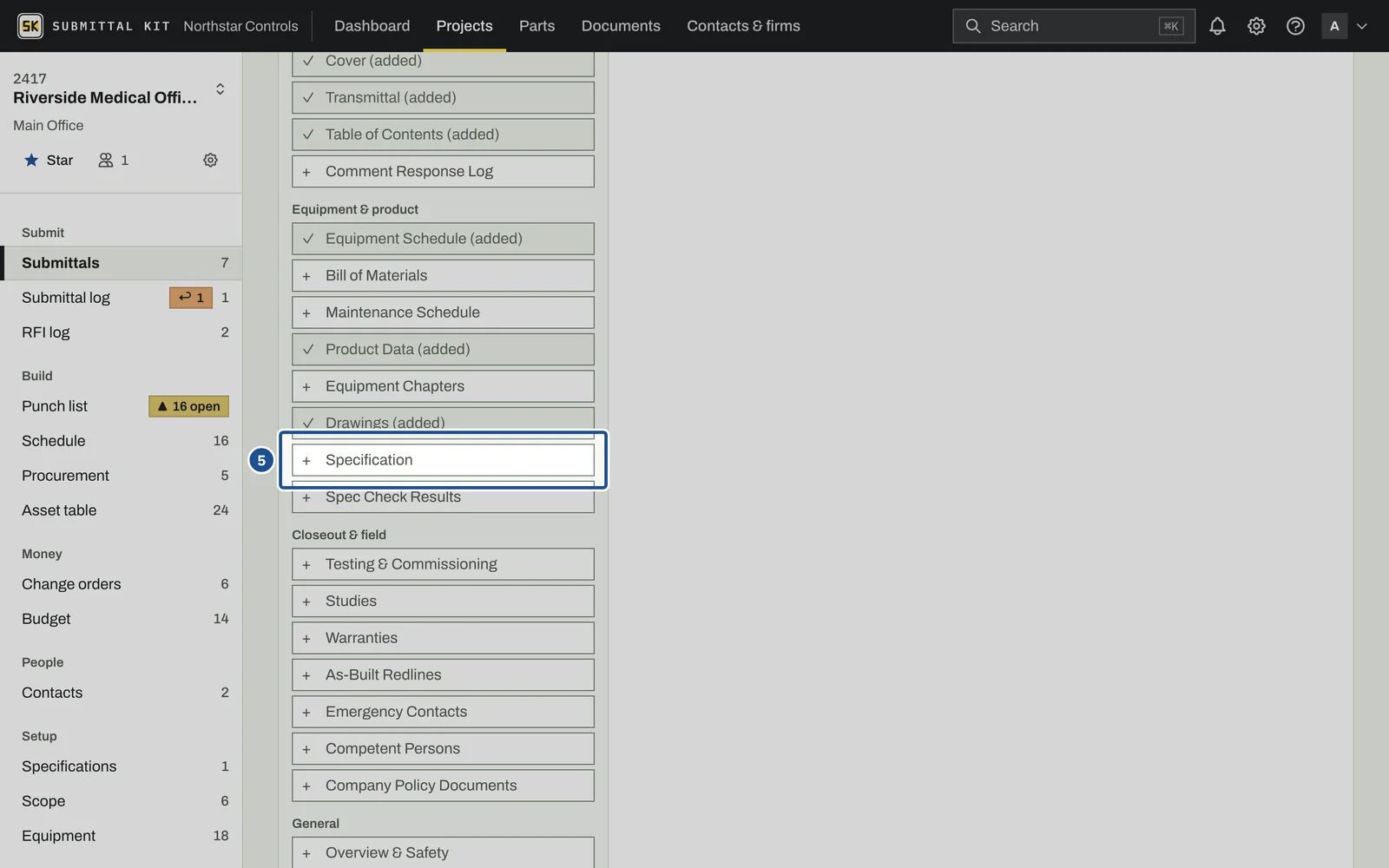 Configure Sections, step 5: the screen with the control outlined