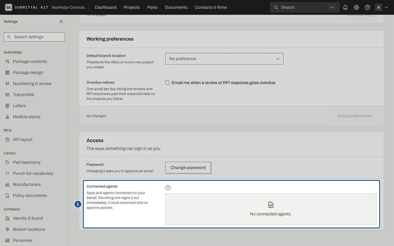 Connect an Agent, step 1: the screen with the control outlined
