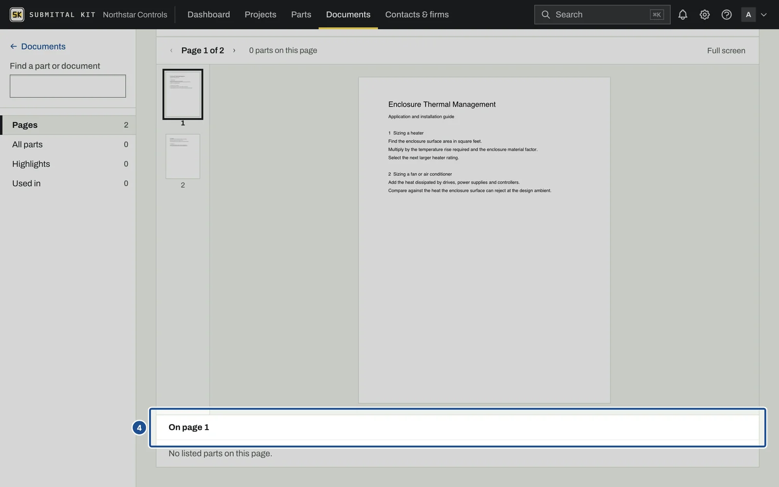The Document Library, step 4: the screen with the control outlined