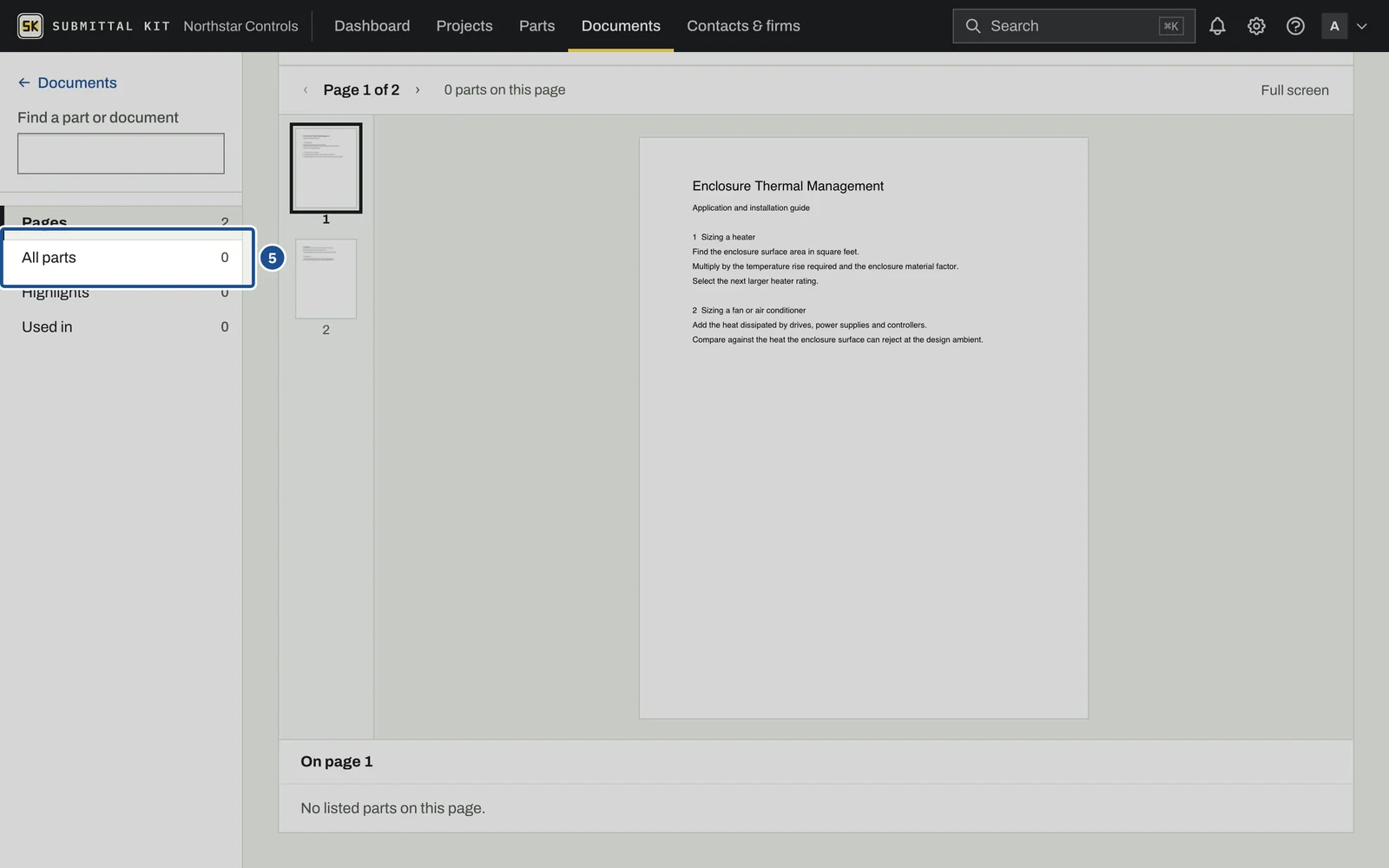 The Document Library, step 5: the screen with the control outlined