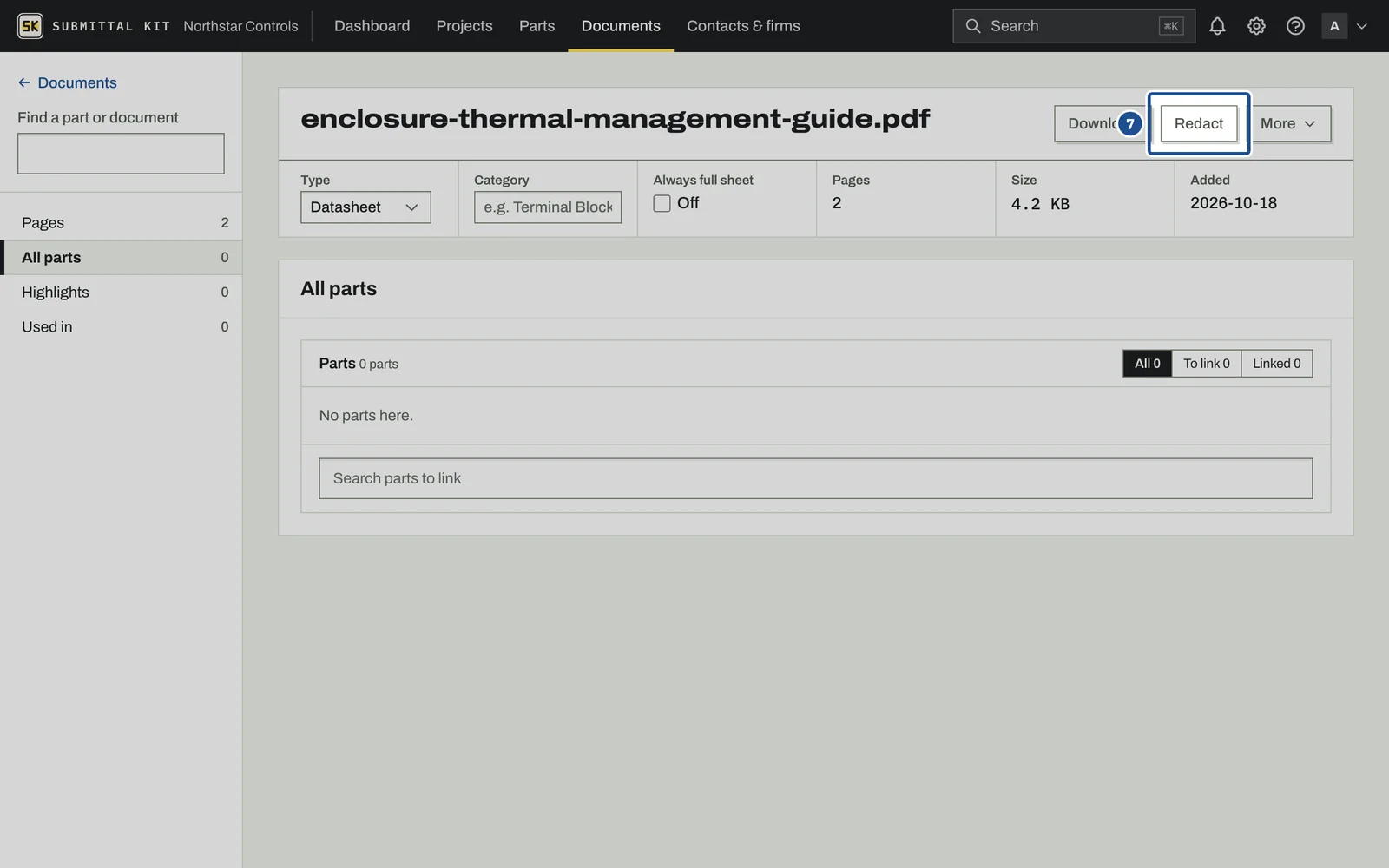 The Document Library, step 7: the screen with the control outlined