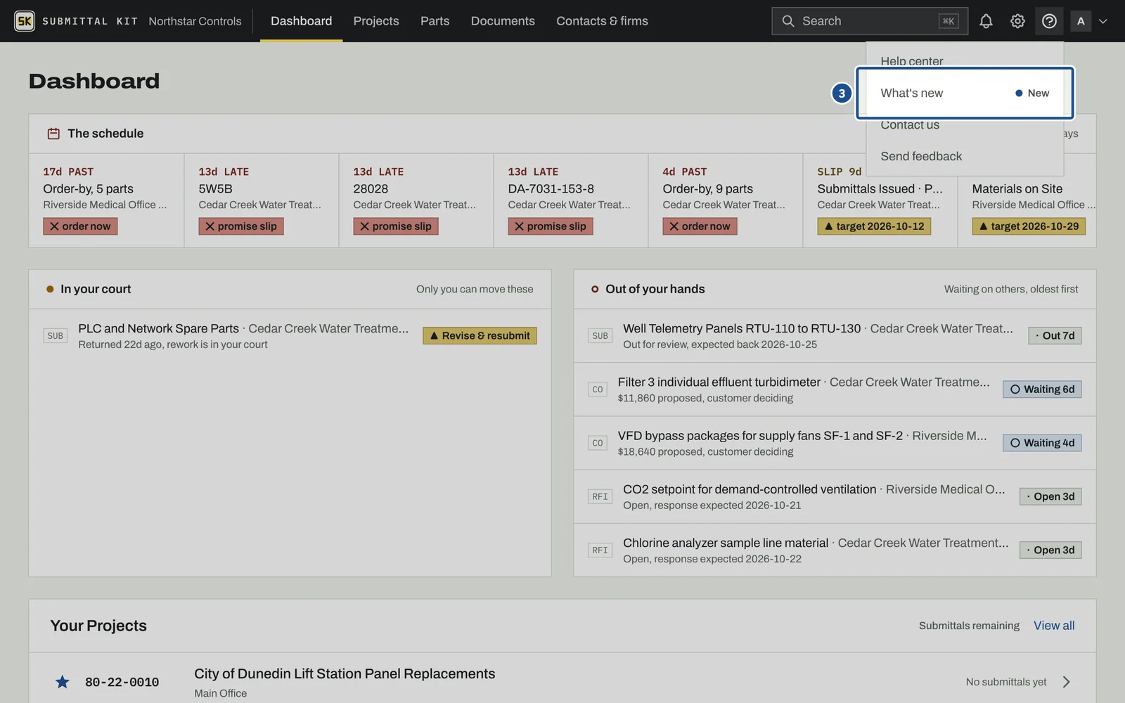 Help and What's New, step 3: the screen with the control outlined