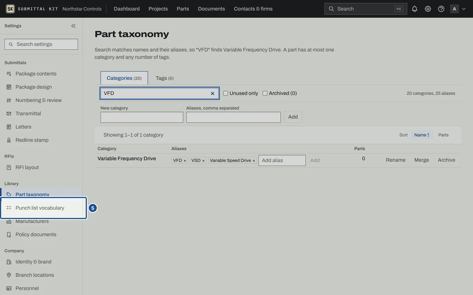 Library Vocabulary, step 5: the screen with the control outlined