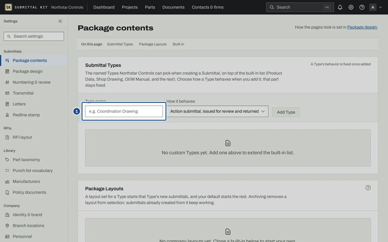 Package Layouts, step 1: the screen with the control outlined