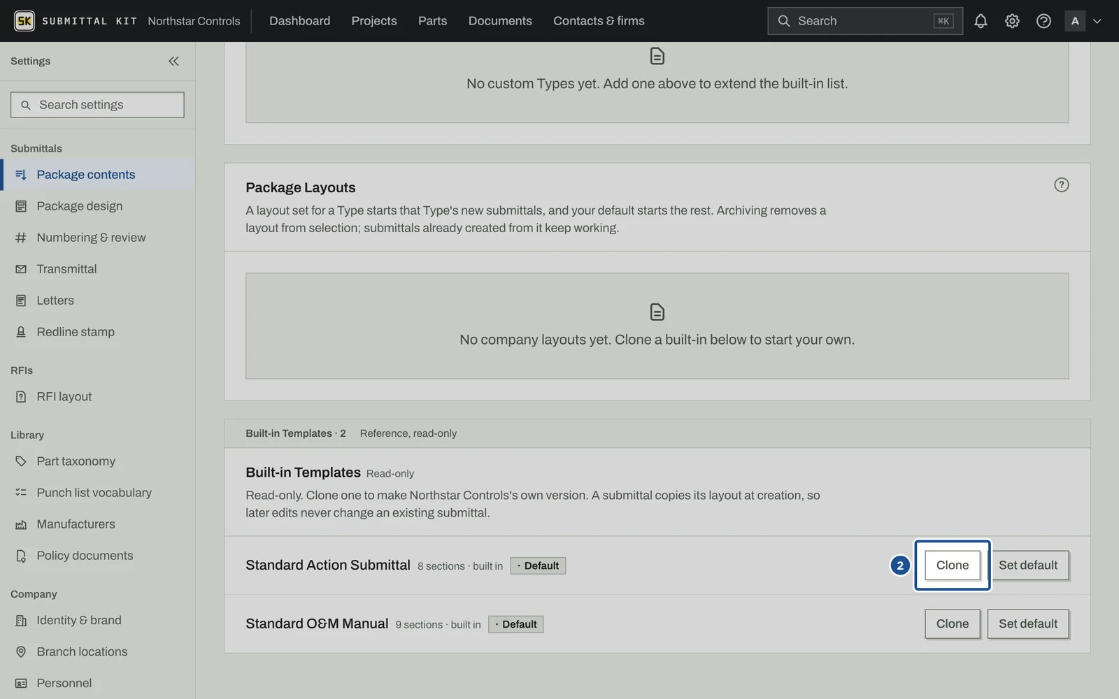 Package Layouts, step 2: the screen with the control outlined