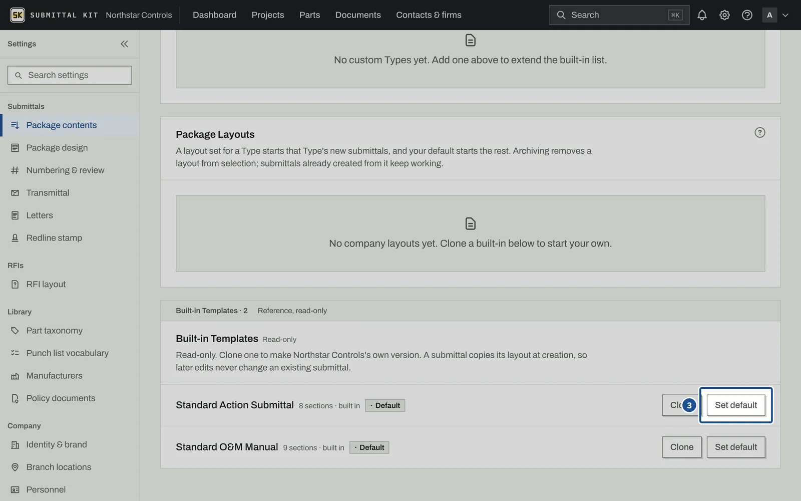 Package Layouts, step 3: the screen with the control outlined