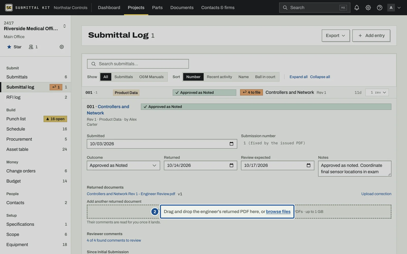 Returned Reviews, step 2: the screen with the control outlined