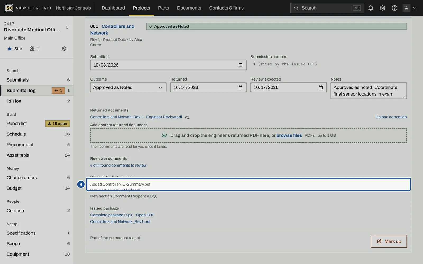 Returned Reviews, step 4: the screen with the control outlined